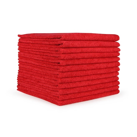 Microfiber Cleaning Cloths 12x12 Red , 12PK